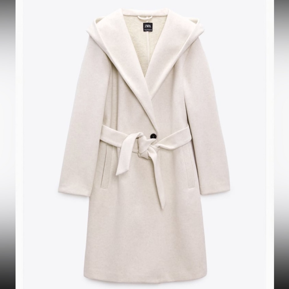 Zara Belted Hooded Soft Coat XS